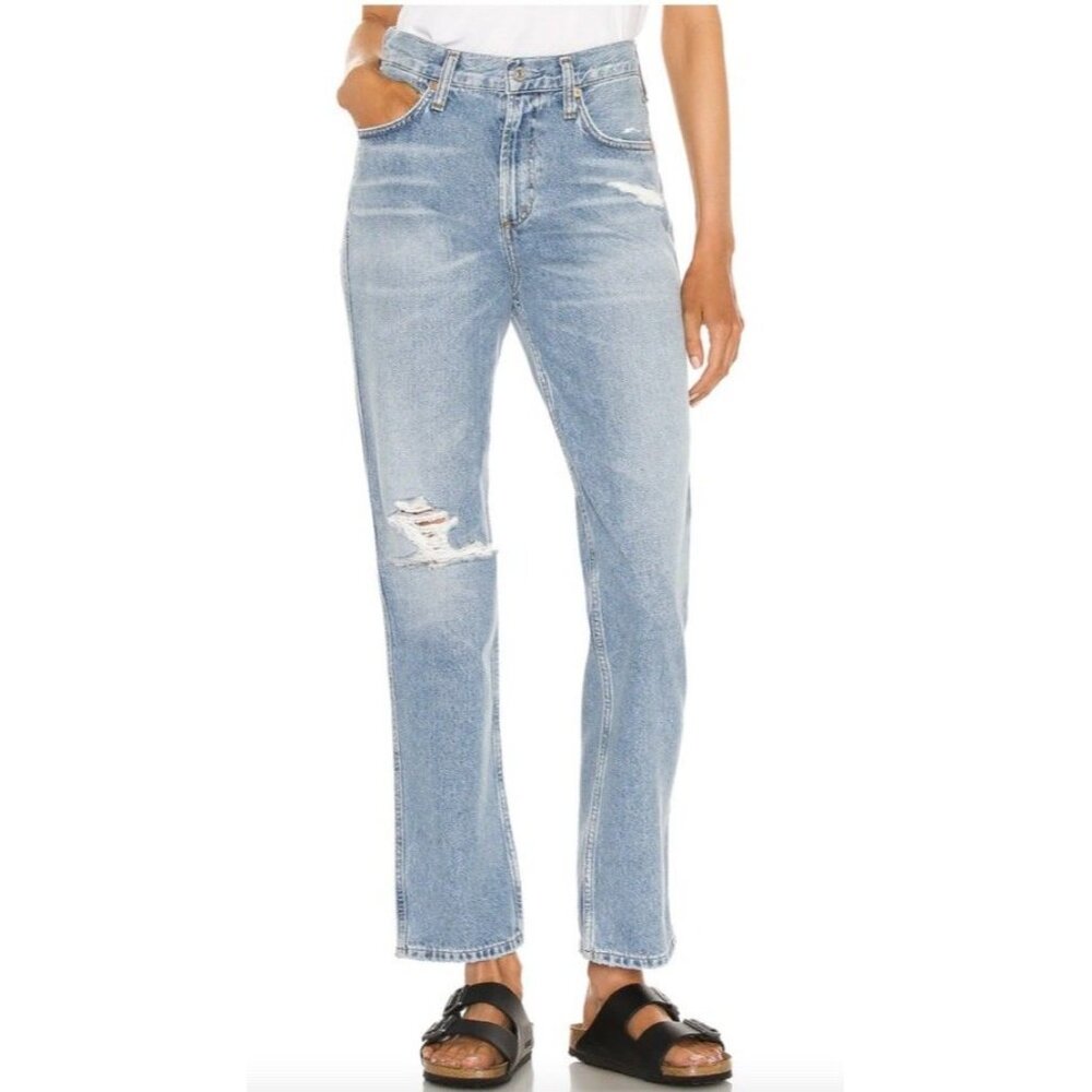 Citizens of Humanity Daphne High Rise Stove Pipe Destroyed Jeans Hole Womens 28